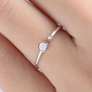 Open White Gold Ring Bezel Set Moissanite Promise Ring Band Christmas Gift - JBR Jeweler