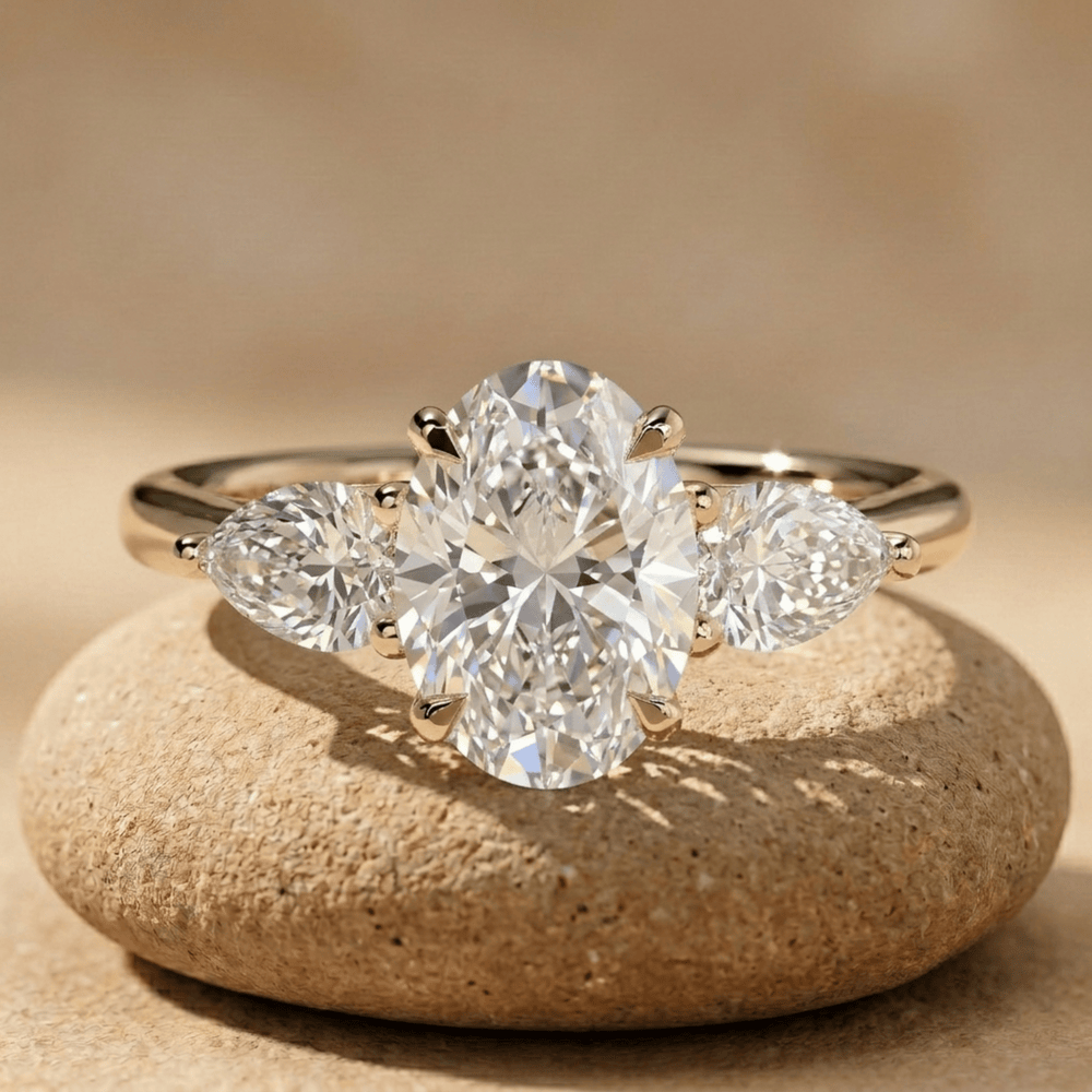 Oval moissanite engagement ring in 14K gold