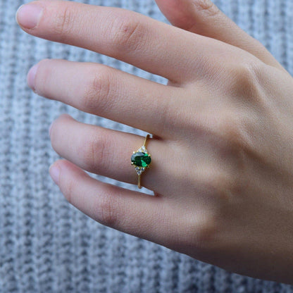 Oval Cut Emerald Gold Engagement Dainty Emerald Anniversary Ring Gift For Her - JBR Jeweler