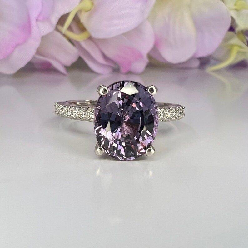JBR Jeweler Gemstone Engagement Ring Oval Cut Engagement Alexandrite Wedding Moissanite Ring