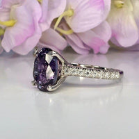 JBR Jeweler Gemstone Engagement Ring Oval Cut Engagement Alexandrite Wedding Moissanite Ring