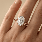 Modern oval moissanite engagement ring in 14K gold