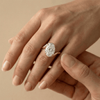 Unique bypass band engagement ring with oval moissanite