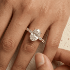 Elegant oval moissanite proposal ring with slim marquise band