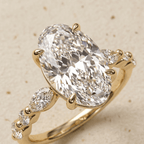 Dainty marquise moissanite band with oval center stone