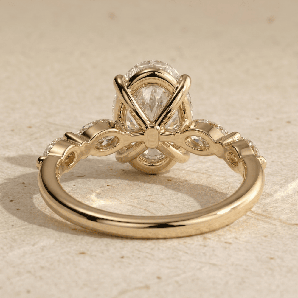 Oval cut moissanite ring for women in 14K gold