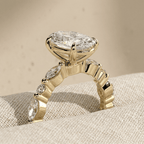 Oval moissanite engagement ring with accent side stones