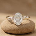 14KT gold oval moissanite hidden halo ring