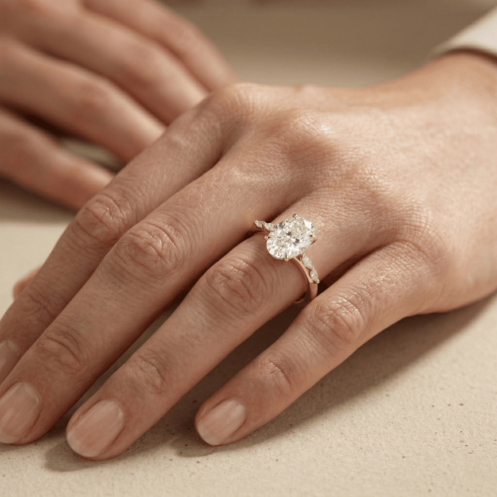 14K gold oval cut moissanite wedding ring