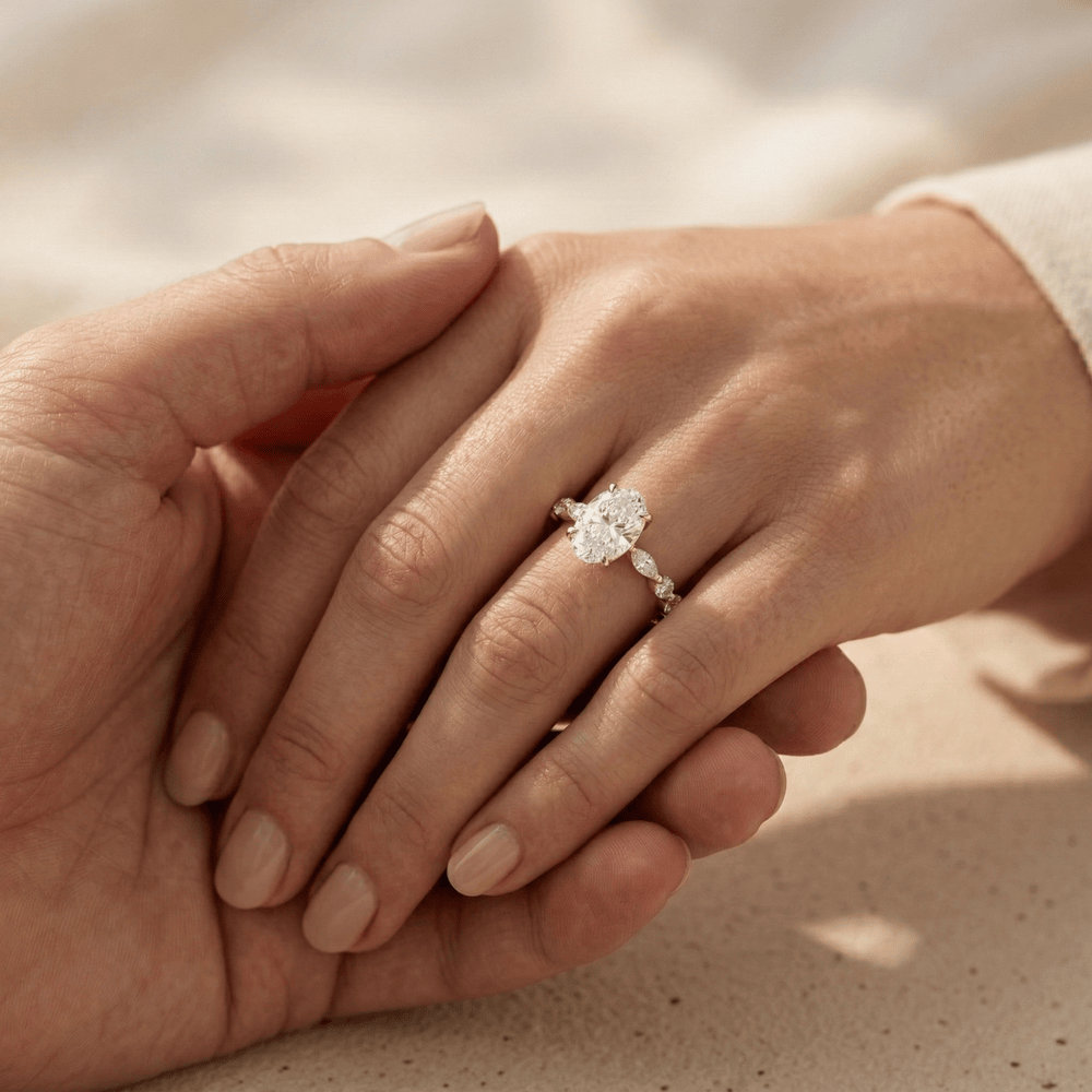 Oval solitaire moissanite ring for wedding and anniversary