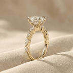 Elegant oval solitaire engagement ring with moissanite accents