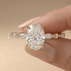 Oval hidden halo moissanite ring for wedding proposal