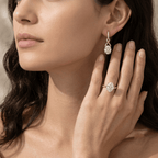 Oval moissanite ring with elegant twisted shank
