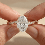 Oval moissanite engagement ring with twisted band