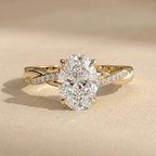 Hidden halo oval moissanite solitaire ring for women