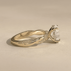 Oval moissanite hidden halo bridal ring design