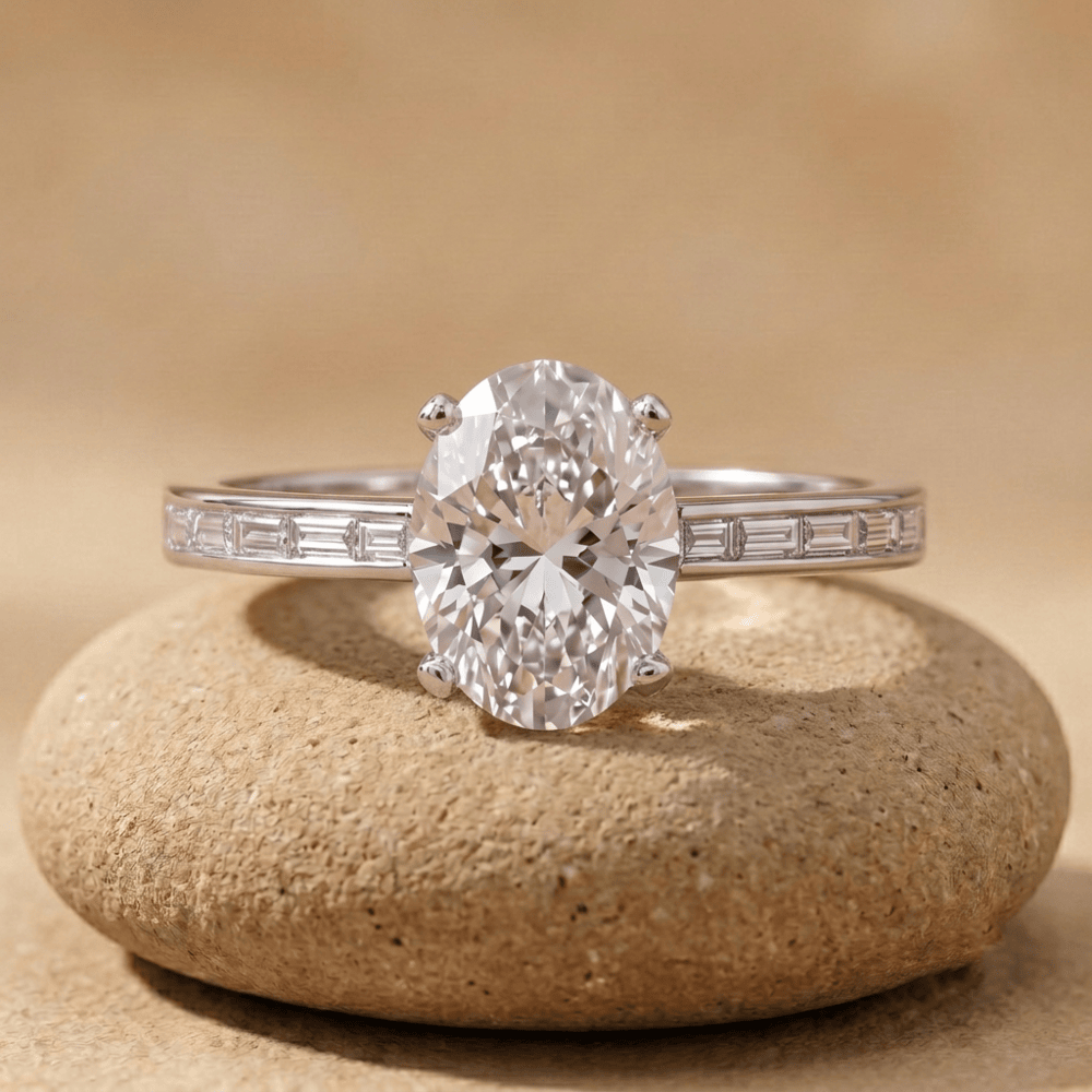 Oval moissanite ring in 14K solid gold