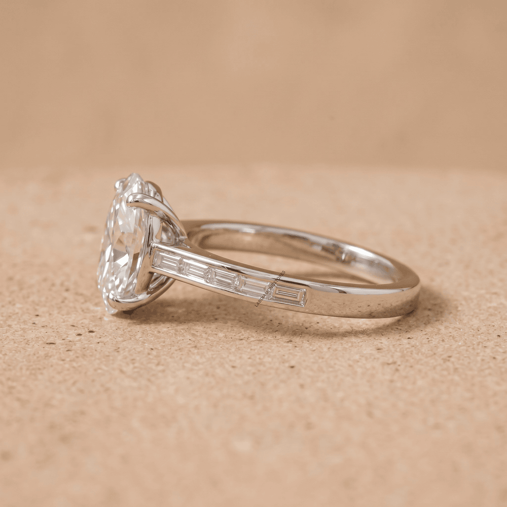 14K yellow gold oval moissanite promise ring
