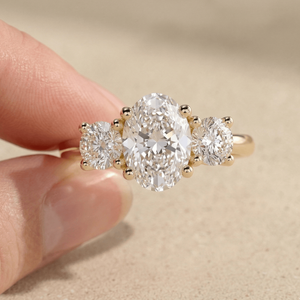 Oval moissanite promise ring in gold