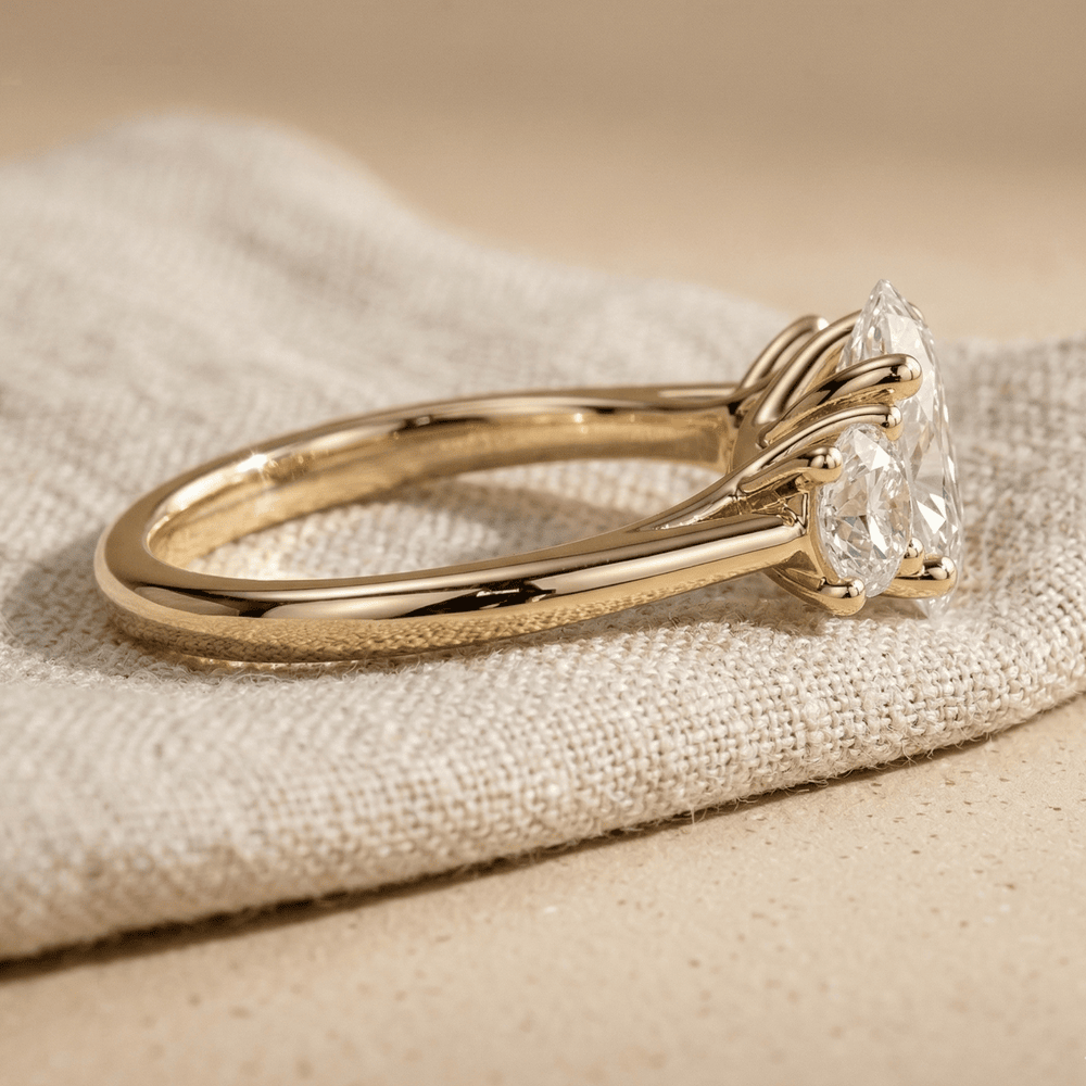 Oval center moissanite ring with side stones