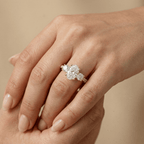 14K solid gold three stone moissanite engagement ring