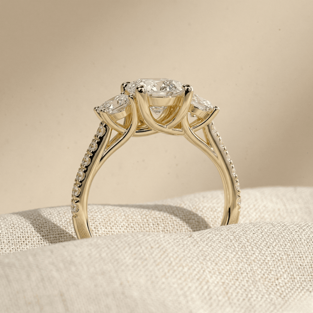Elegant oval three stone engagement ring for women