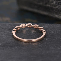 Pear Cut Bezel Set Rose Gold Tear Stacking Matching Moissanite Wedding Band For Women - JBR Jeweler