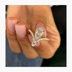 Pear Cut Lab Grown-CVD Diamond V Band Engagement Wedding Ring - JBR Jeweler