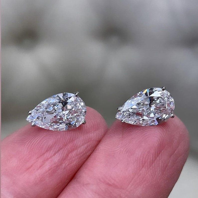 Pear Cut Lab Grown Diamond Screw Back Earring - JBR Jeweler