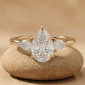 Pear Cut Three Stone Moissanite Engagement Ring
