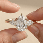 Pear Shaped Moissanite Cathedral Engagement Ring