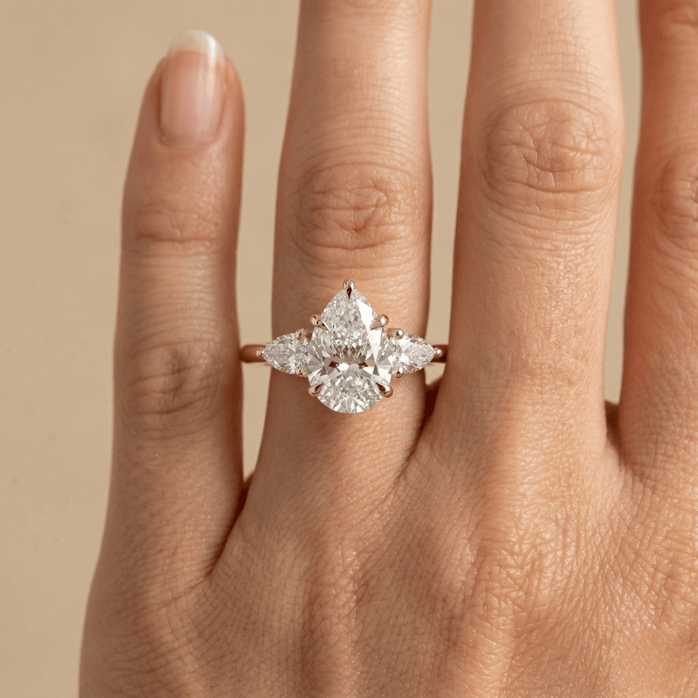 Pear Moissanite Engagement Ring with Cathedral Setting