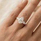 Pear shaped moissanite bridal ring for her