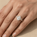 Unique pear moissanite cluster engagement ring for women