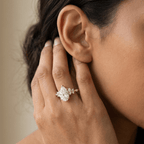 Romantic pear moissanite cluster ring for proposal gift