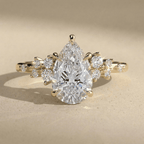 14K solid gold pear cut moissanite engagement ring