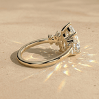 Pear Moissanite Cluster Engagement Ring in 14K Gold - view 6