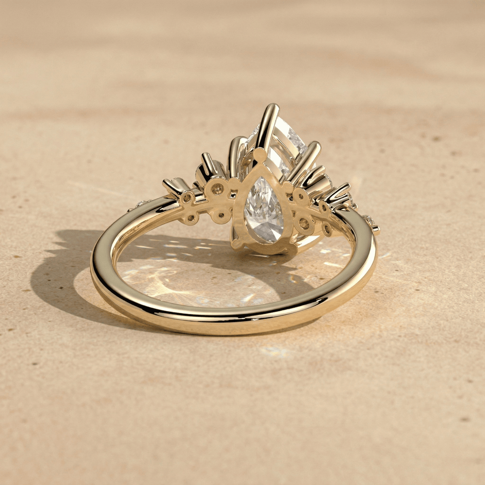 14K gold pear cut moissanite ring for wedding and engagement
