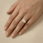 Dainty pear shaped moissanite ring with curved band