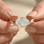 East west pear cut moissanite promise ring