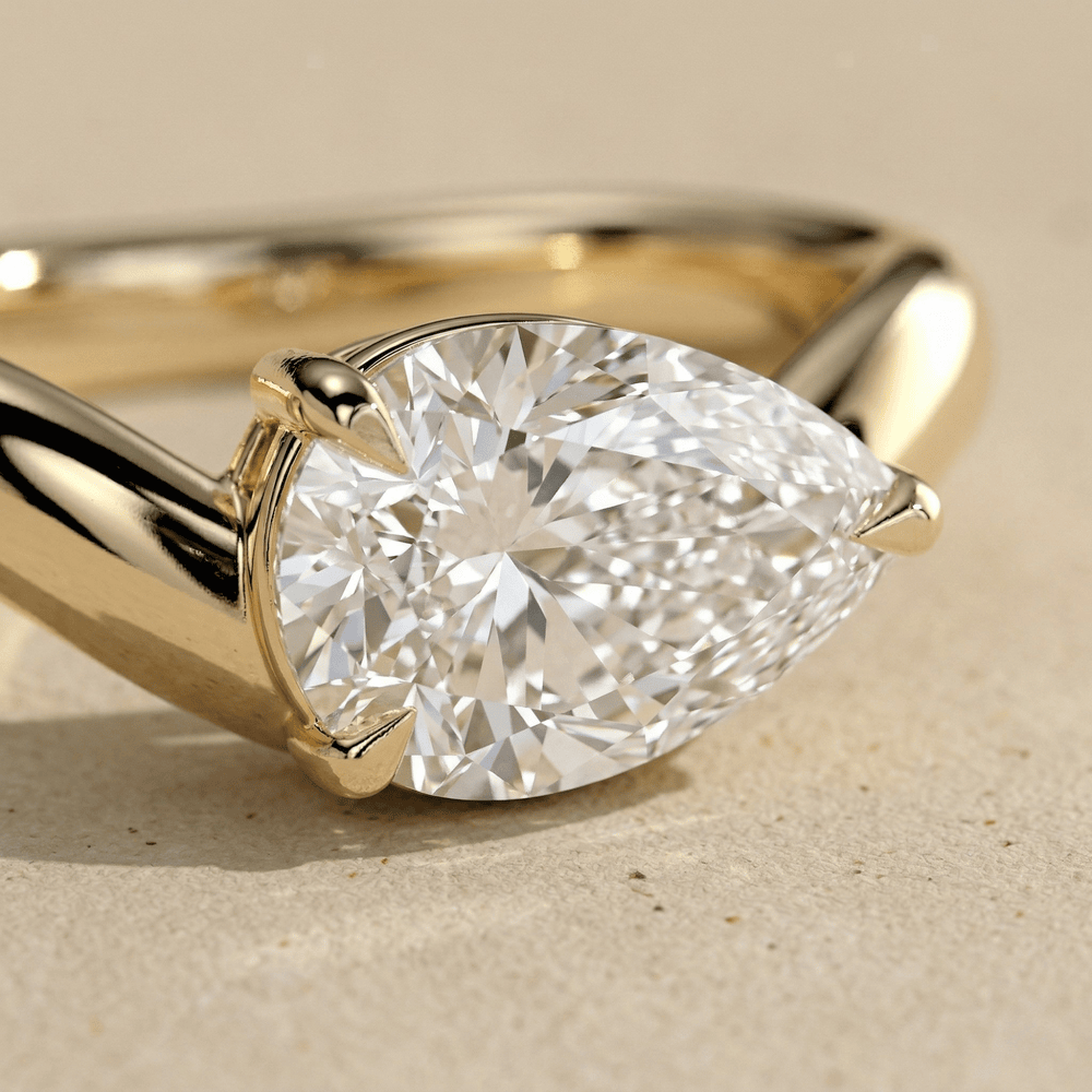 Minimalist east west moissanite engagement ring
