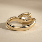 Elegant east west pear moissanite solitaire ring