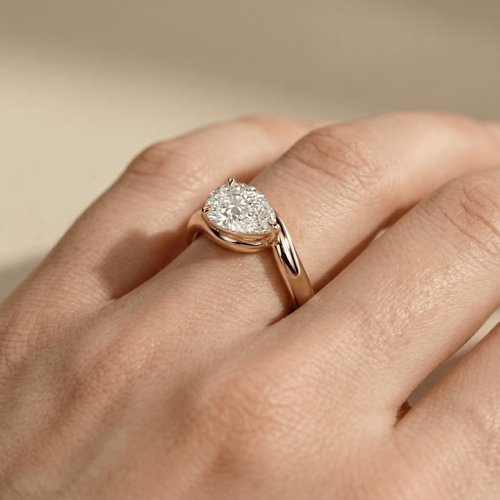 Unique pear solitaire moissanite promise ring for her