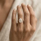Solid yellow gold pear moissanite engagement ring for women