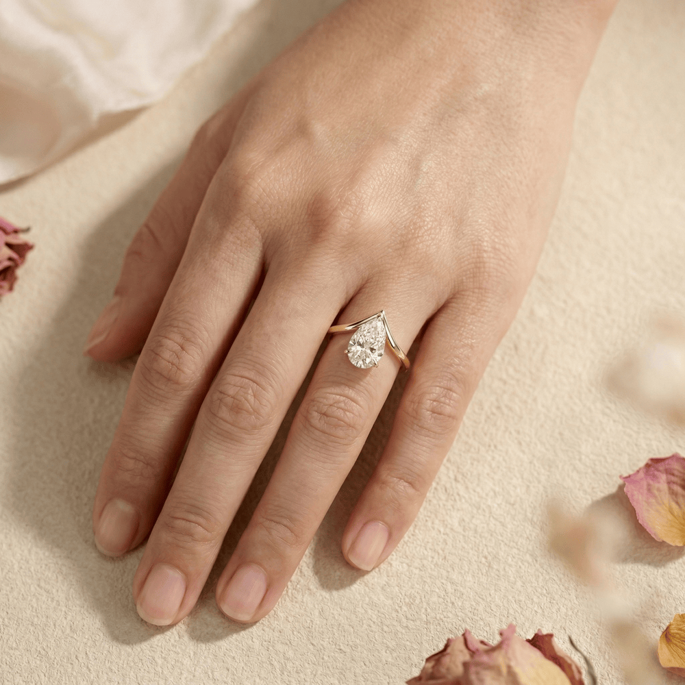 10K gold pear moissanite proposal ring for her