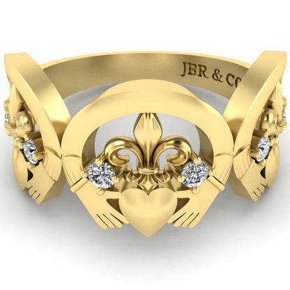 Polished Three Heart Sterling Silver Claddagh Ring - JBR Jeweler