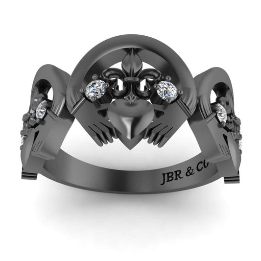 Polished Three Heart Sterling Silver Claddagh Ring - JBR Jeweler