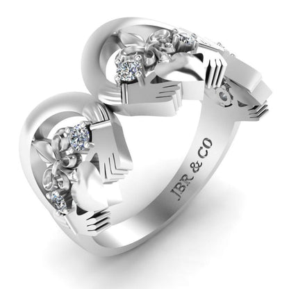 Polished Three Heart Sterling Silver Claddagh Ring - JBR Jeweler