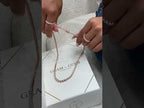 Solid 14k Rose Gold Round Cut, Lab grown Diamond  Prong Setting Tennis Necklace