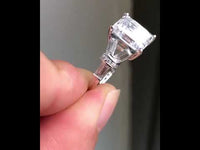 2.0CT Emerald Cut Diamond Cluster Moissanite Engagement Ring